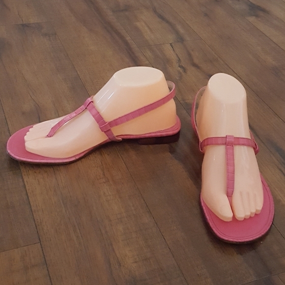 Hilfiger - Pink‎ Crocodile Embossed Sandals - Picture 1 of 6